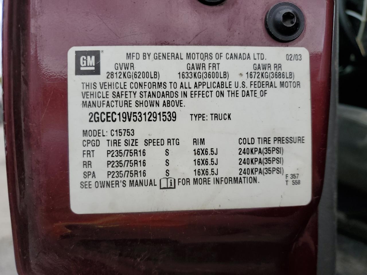 2003 CHEVROLET SILVERADO 1500
