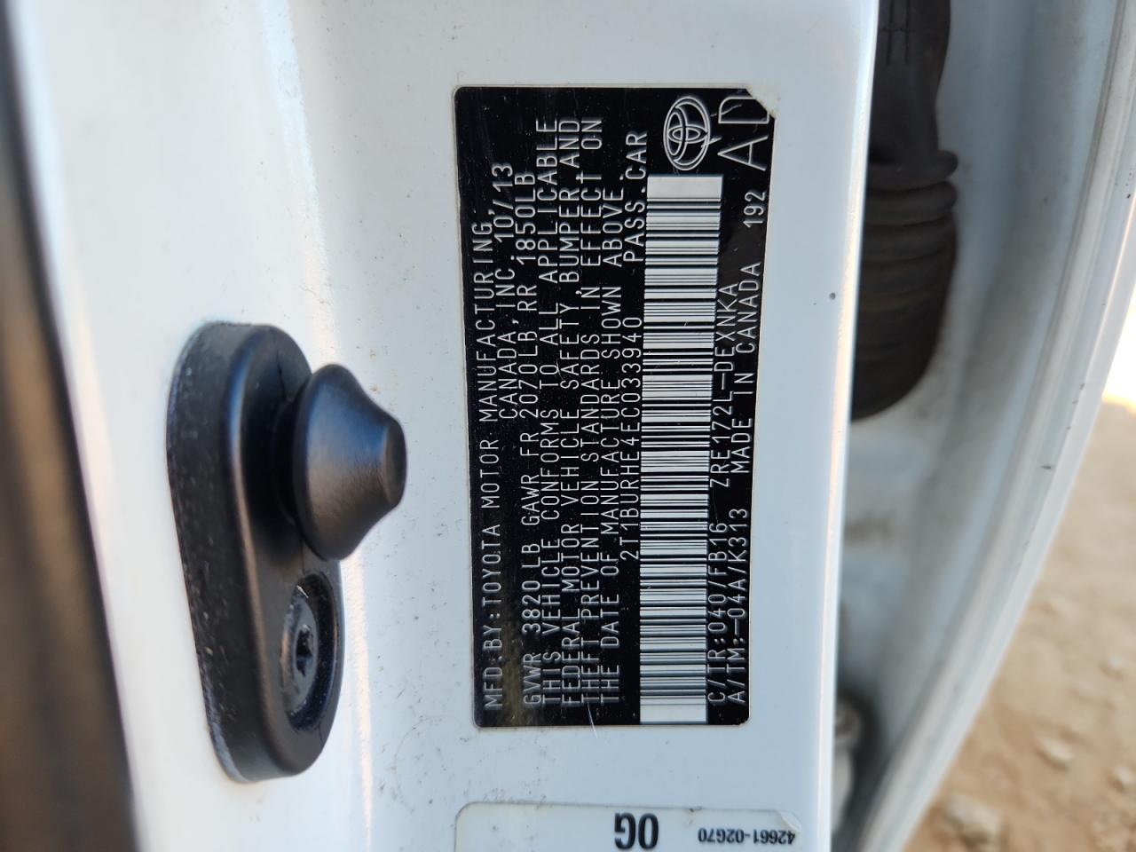 2014 TOYOTA COROLLA