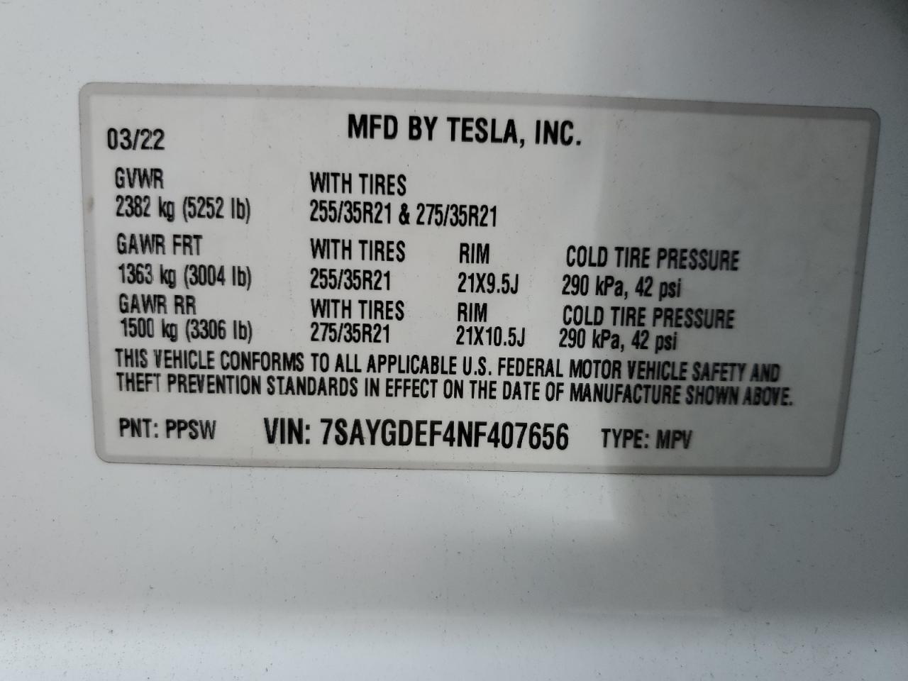 2022 TESLA MODEL Y