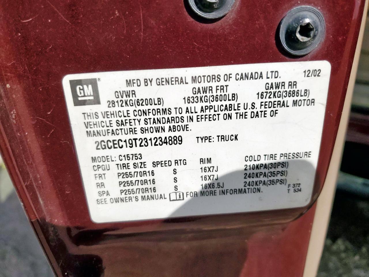 2003 CHEVROLET SILVERADO 1500