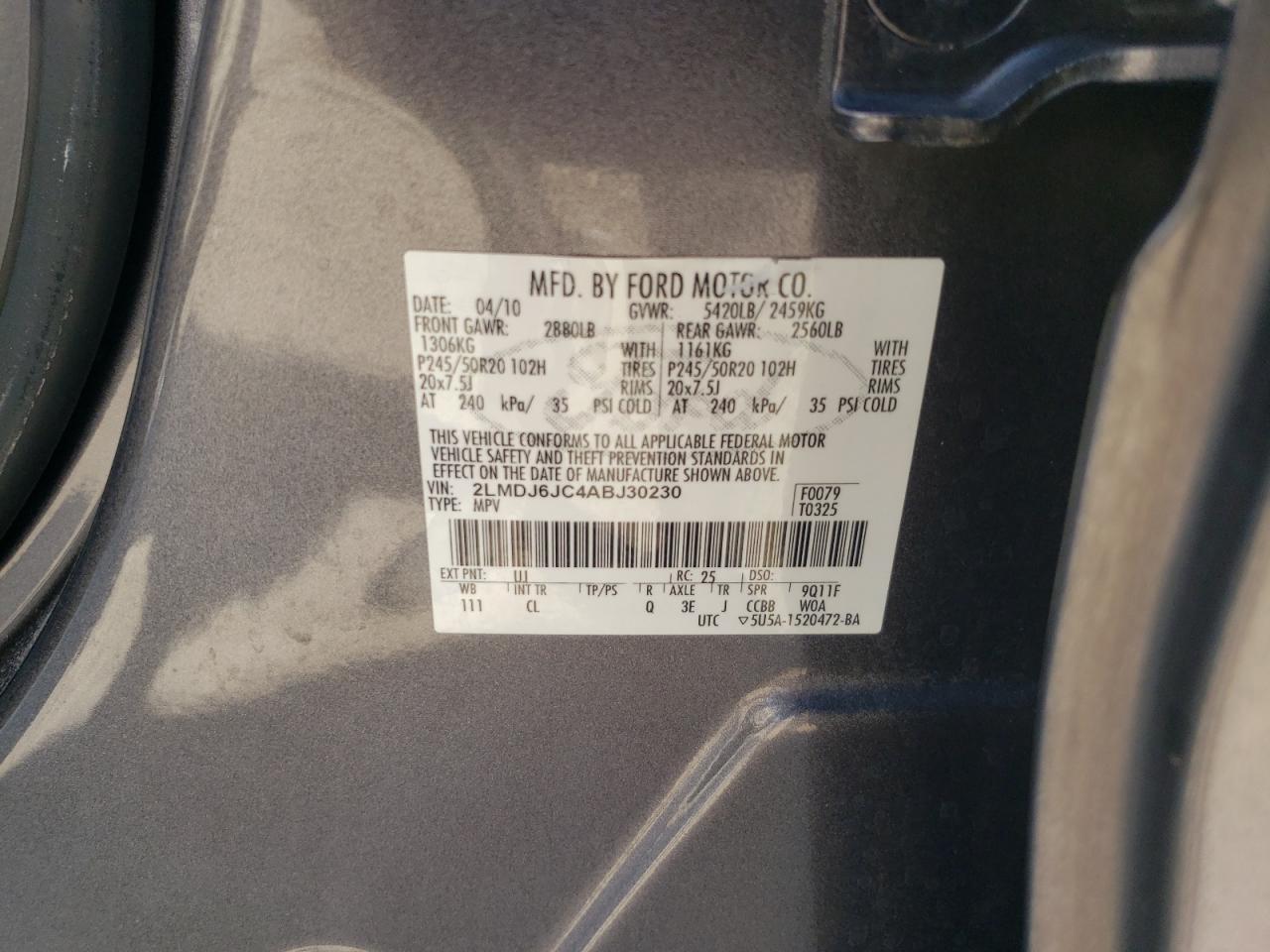 2010 LINCOLN MKX