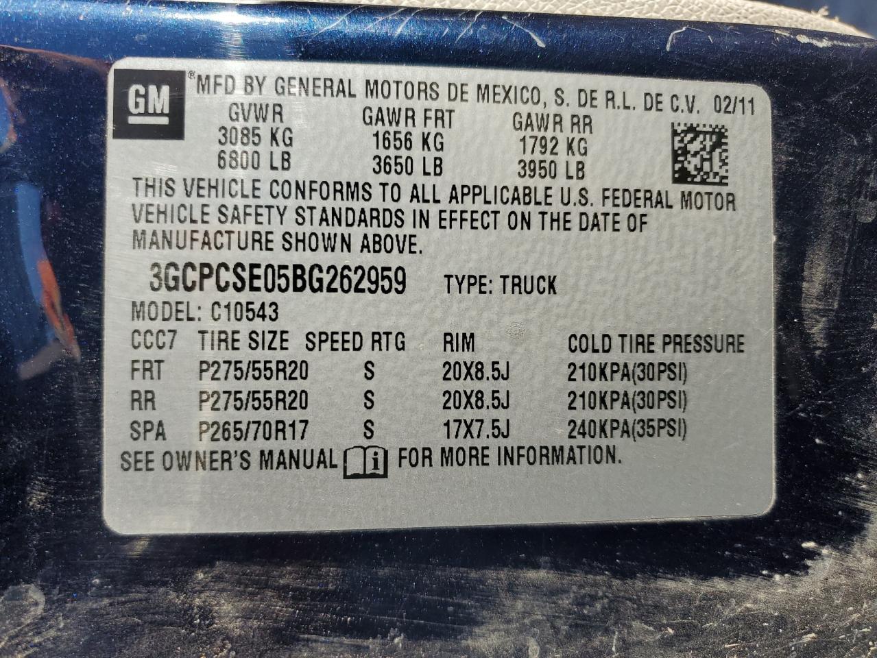2011 CHEVROLET SILVERADO 1500
