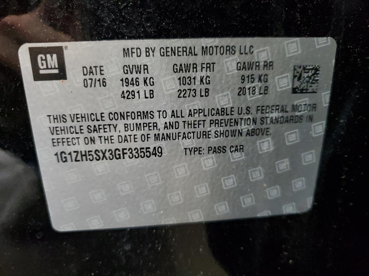 2016 CHEVROLET MALIBU
