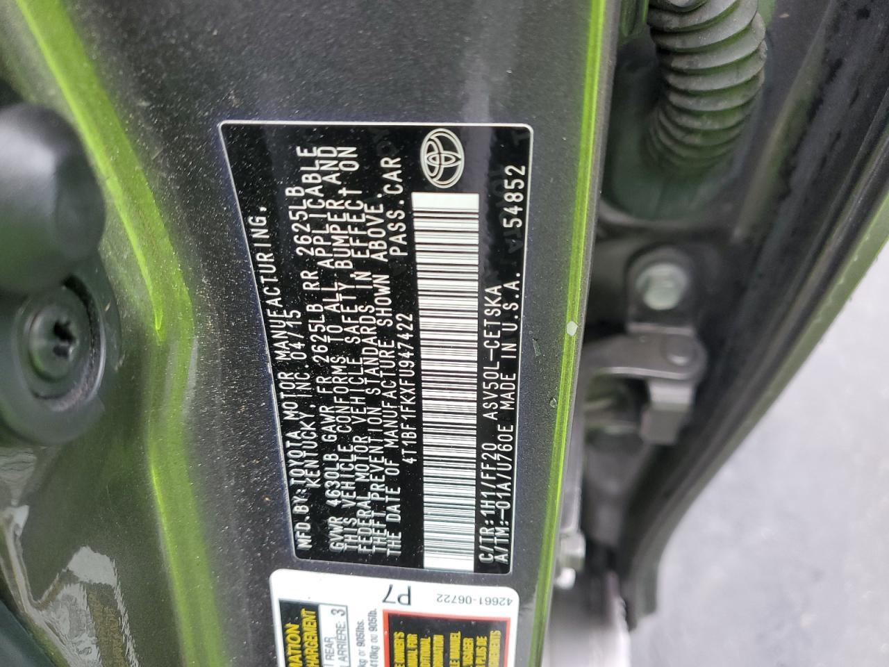 2015 TOYOTA CAMRY