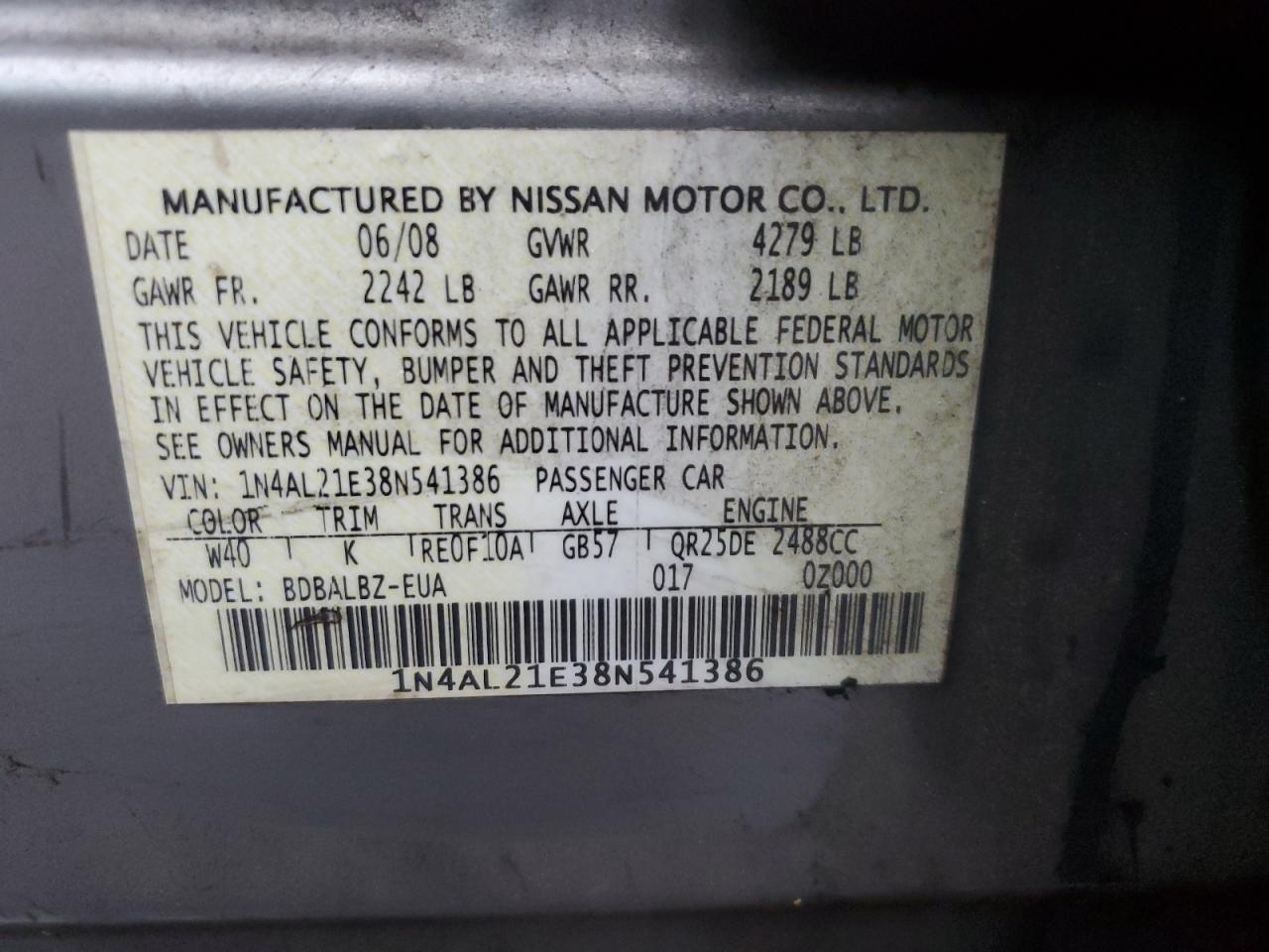 2008 NISSAN ALTIMA