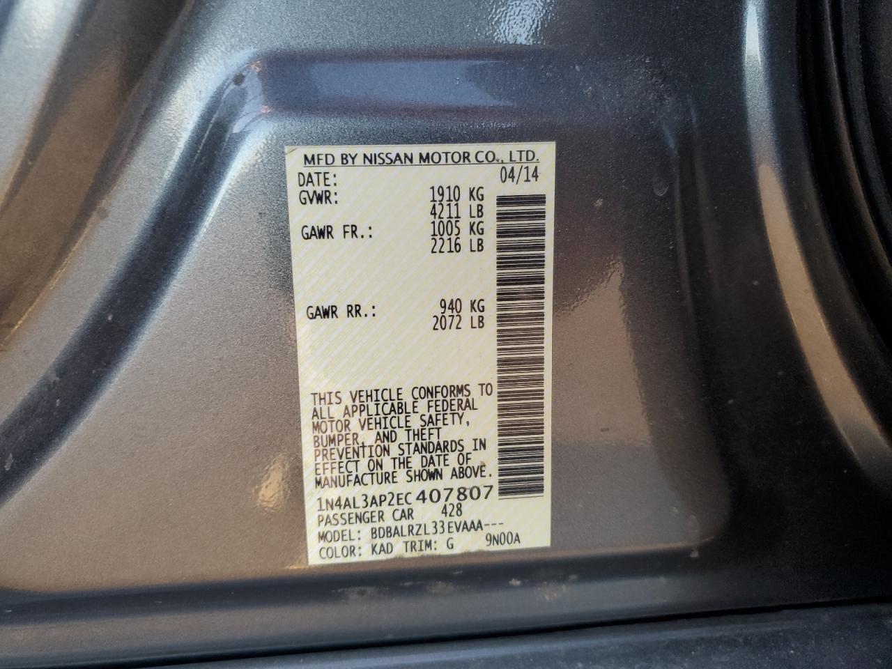 2014 NISSAN ALTIMA