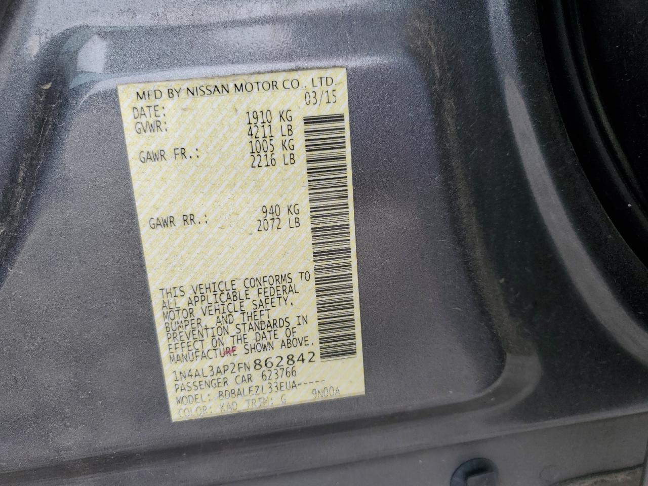 2015 NISSAN ALTIMA
