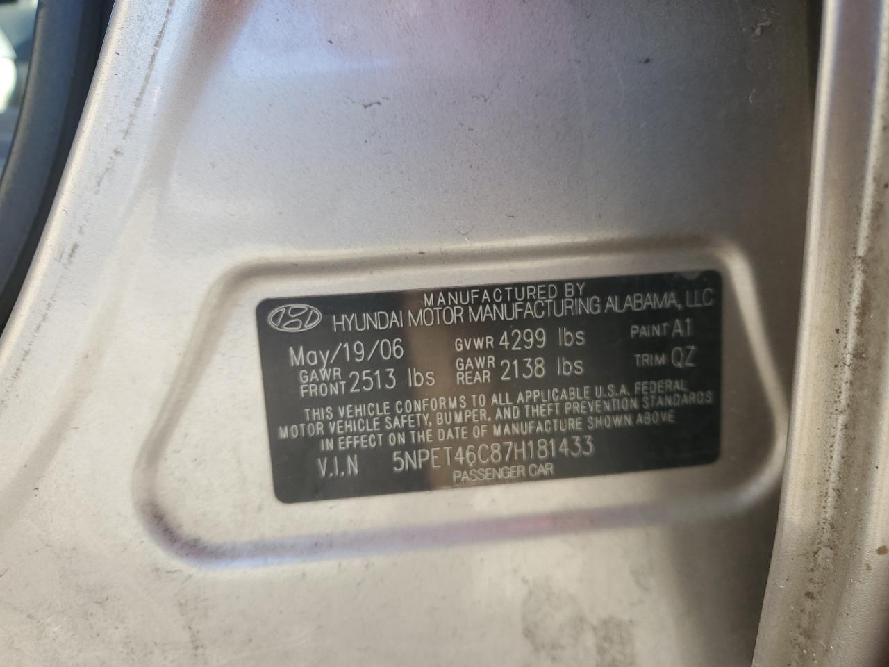 2007 HYUNDAI SONATA