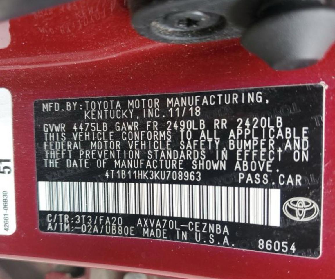 2019 TOYOTA CAMRY