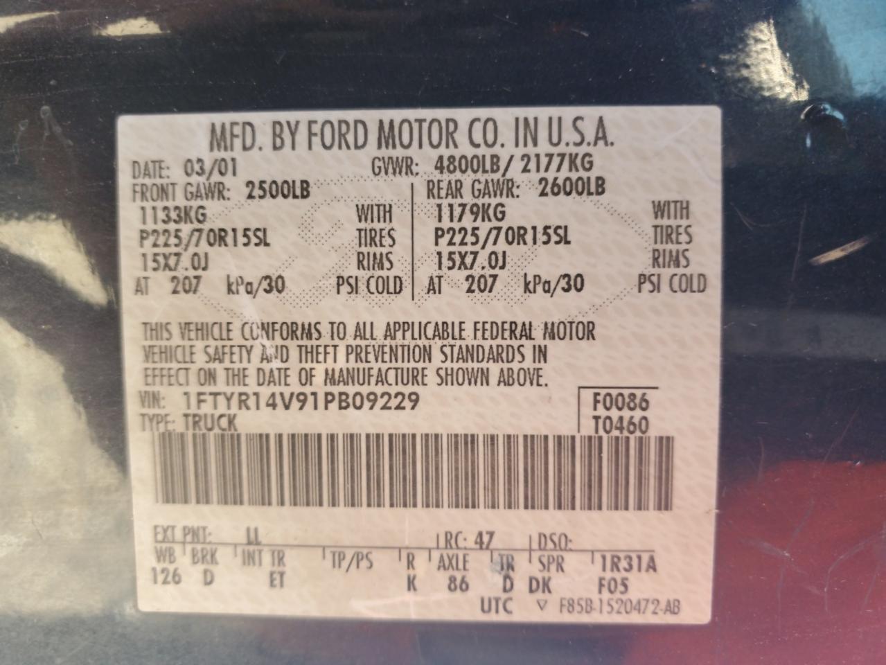2001 FORD RANGER