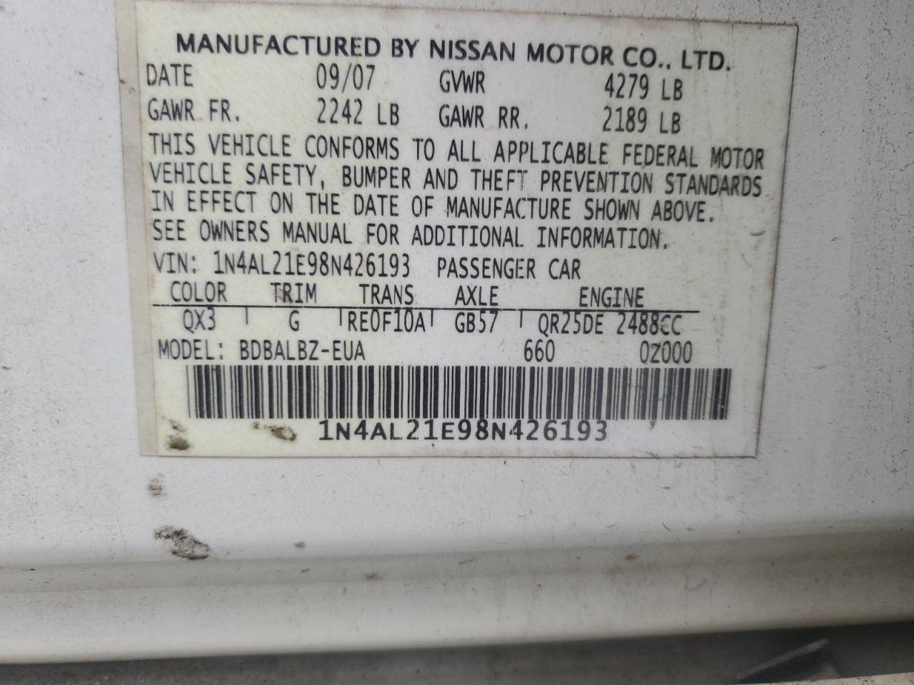 2008 NISSAN ALTIMA