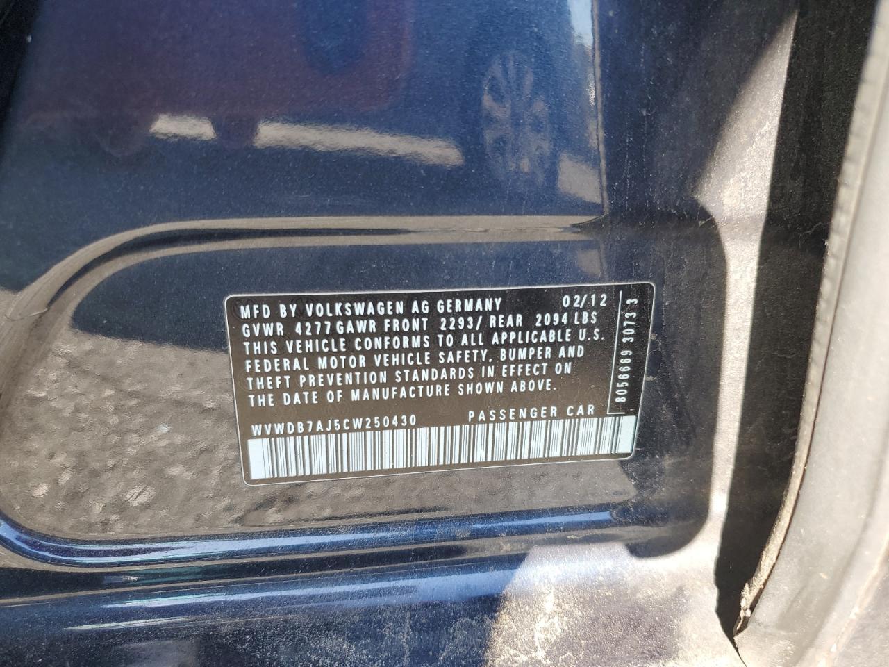 2012 VOLKSWAGEN GOLF