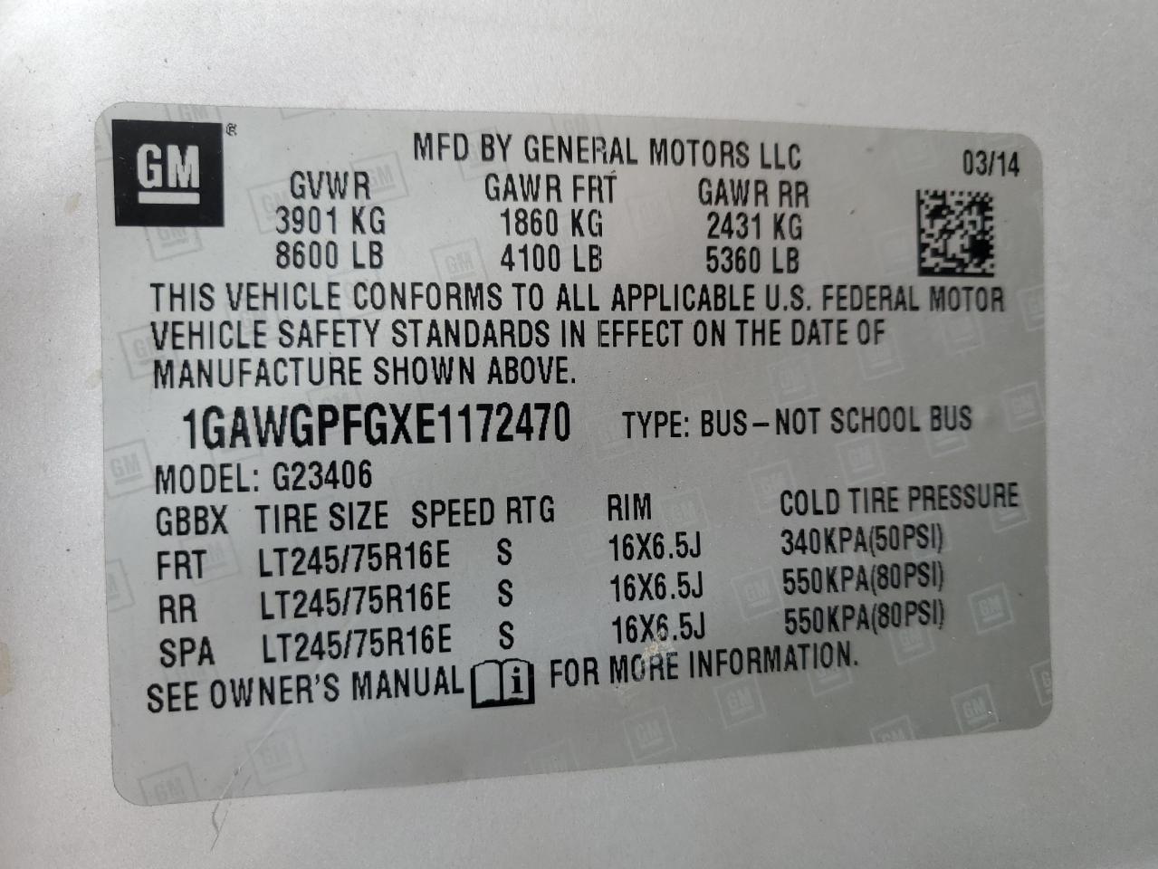 2014 CHEVROLET EXPRESS 2500