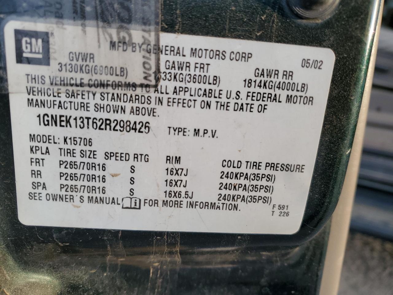 2002 CHEVROLET Tahoe