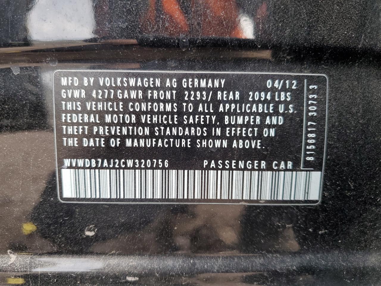 2012 VOLKSWAGEN GOLF