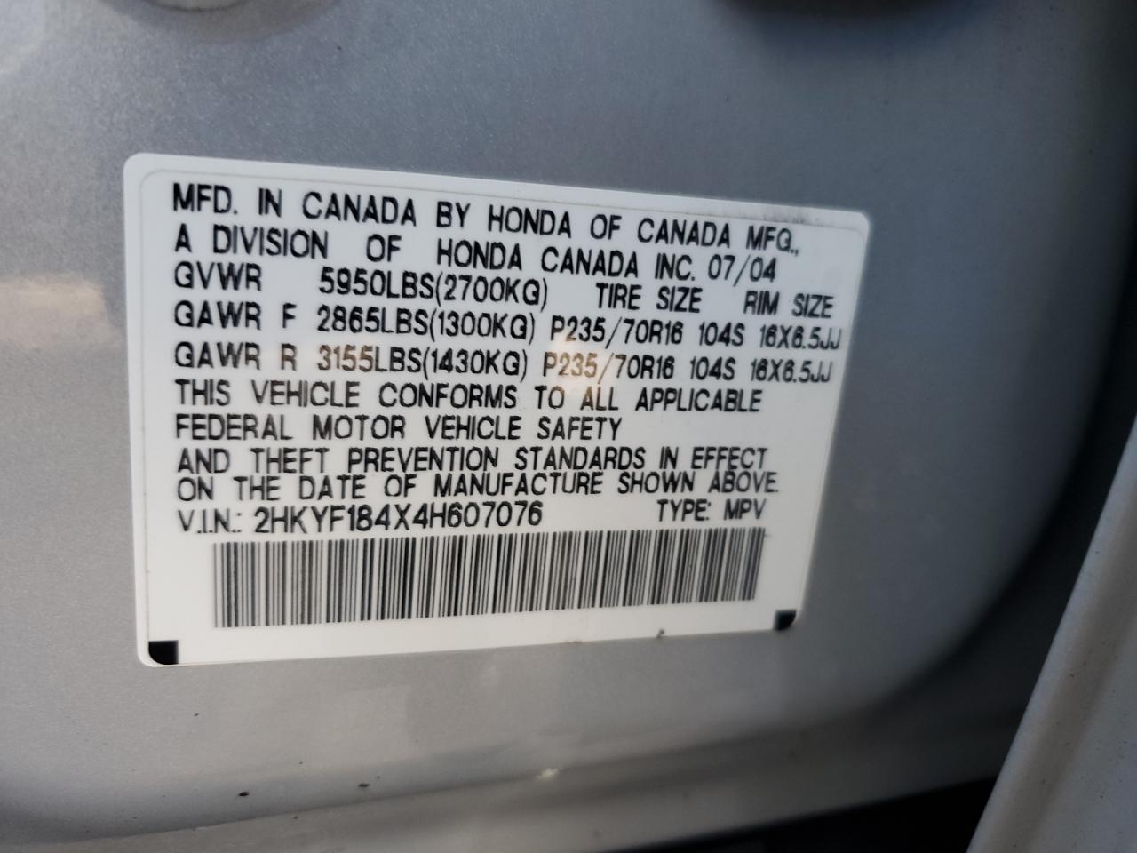 2004 HONDA PILOT