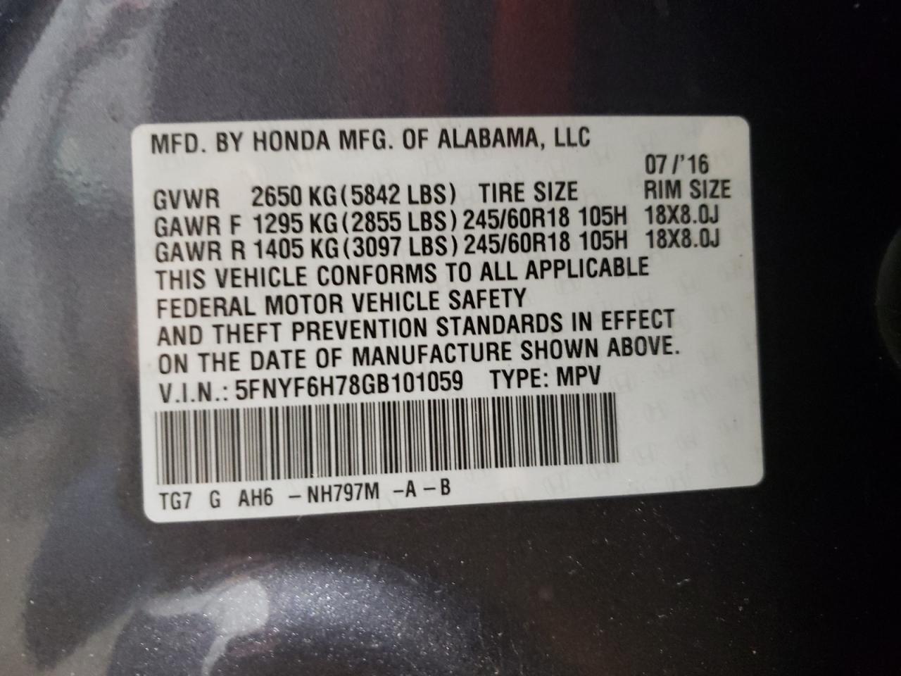 2016 HONDA PILOT