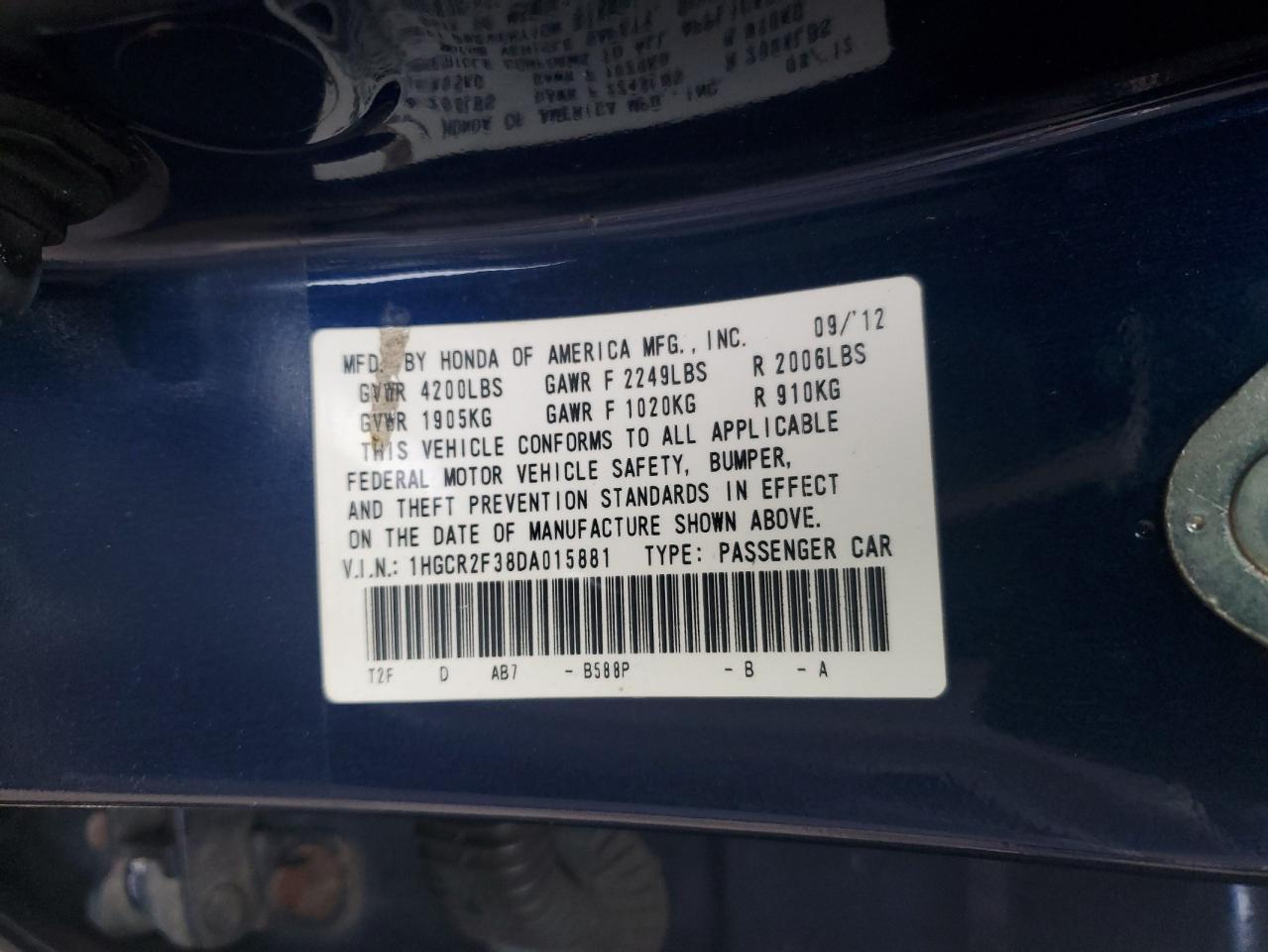 2013 HONDA ACCORD