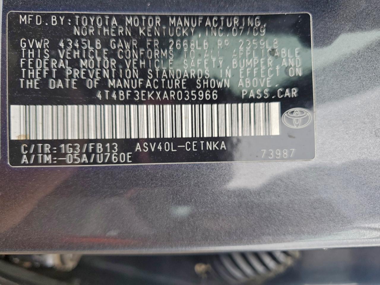 2010 TOYOTA CAMRY