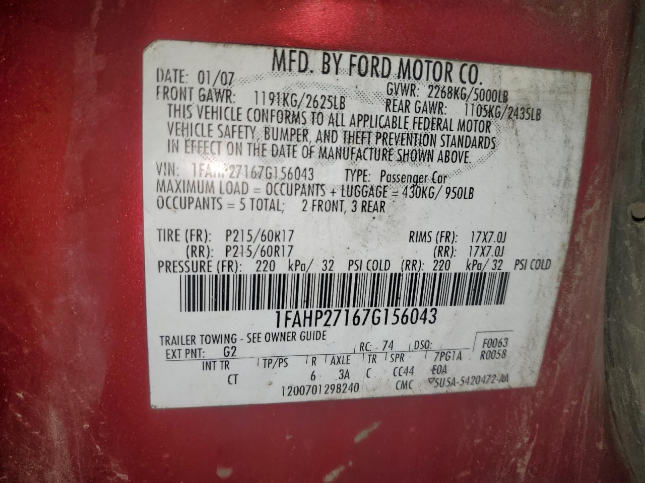 2007 FORD Five Hundred