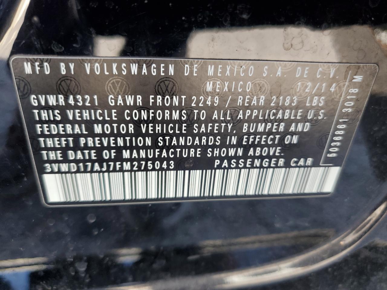 2015 VOLKSWAGEN JETTA