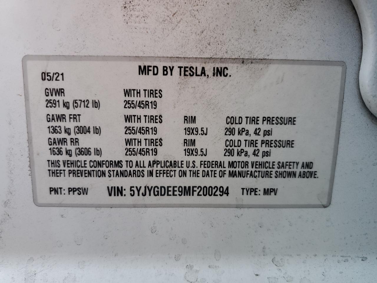 2021 TESLA MODEL Y