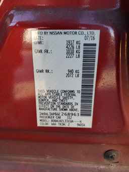 2016 NISSAN ALTIMA
