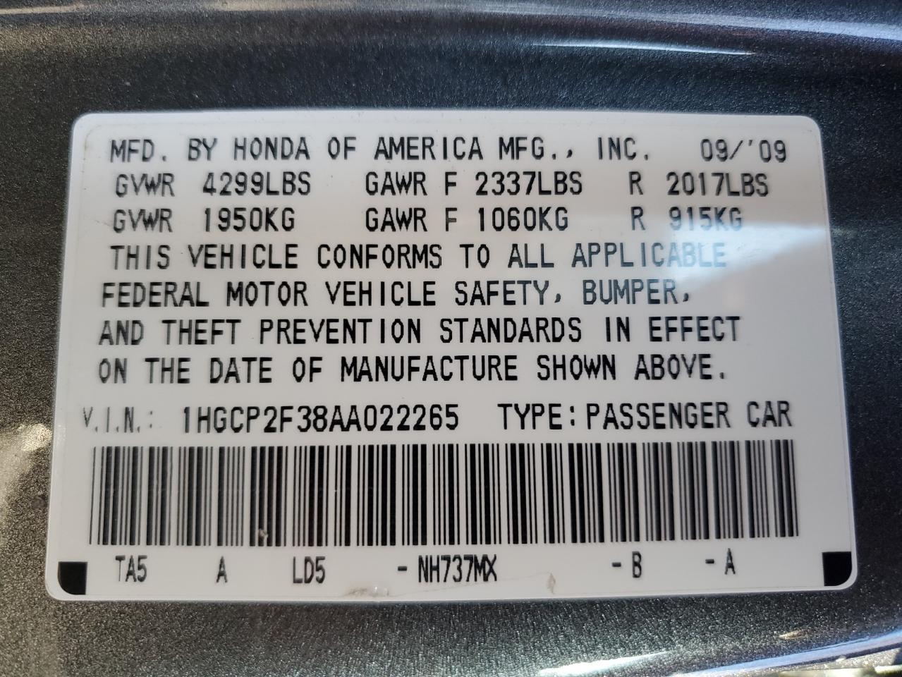 2010 HONDA ACCORD