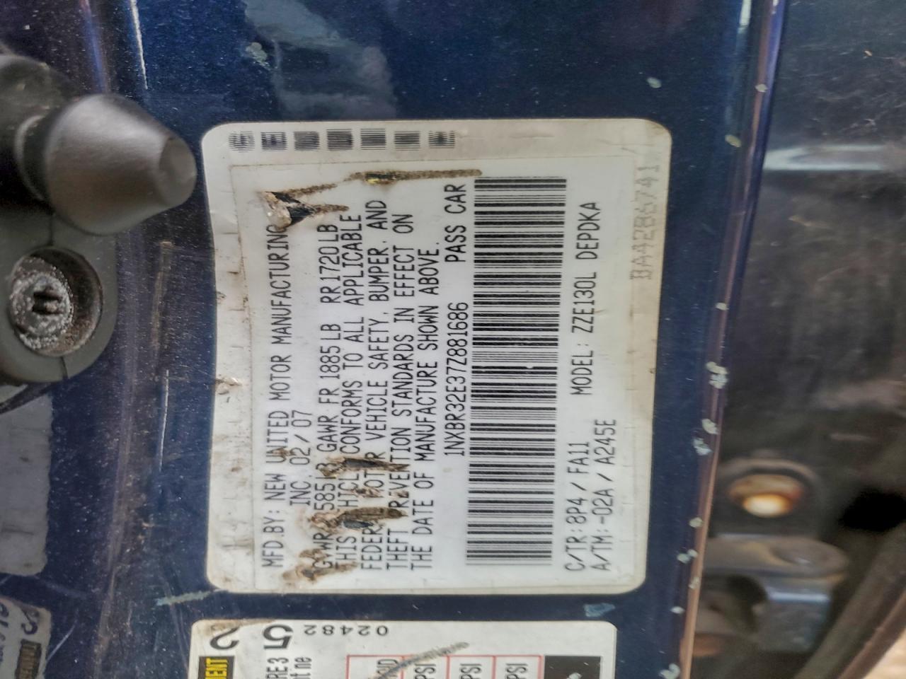 2007 TOYOTA COROLLA