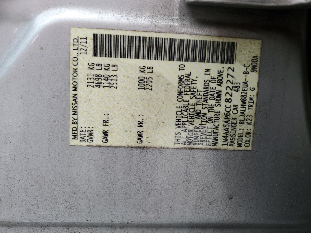 2012 NISSAN Maxima