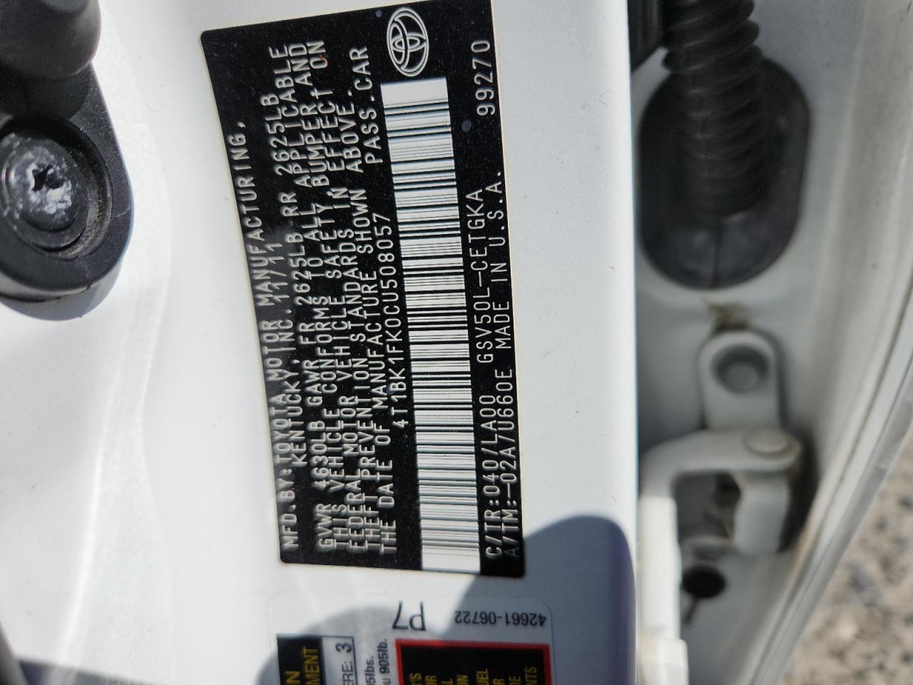 2012 TOYOTA CAMRY