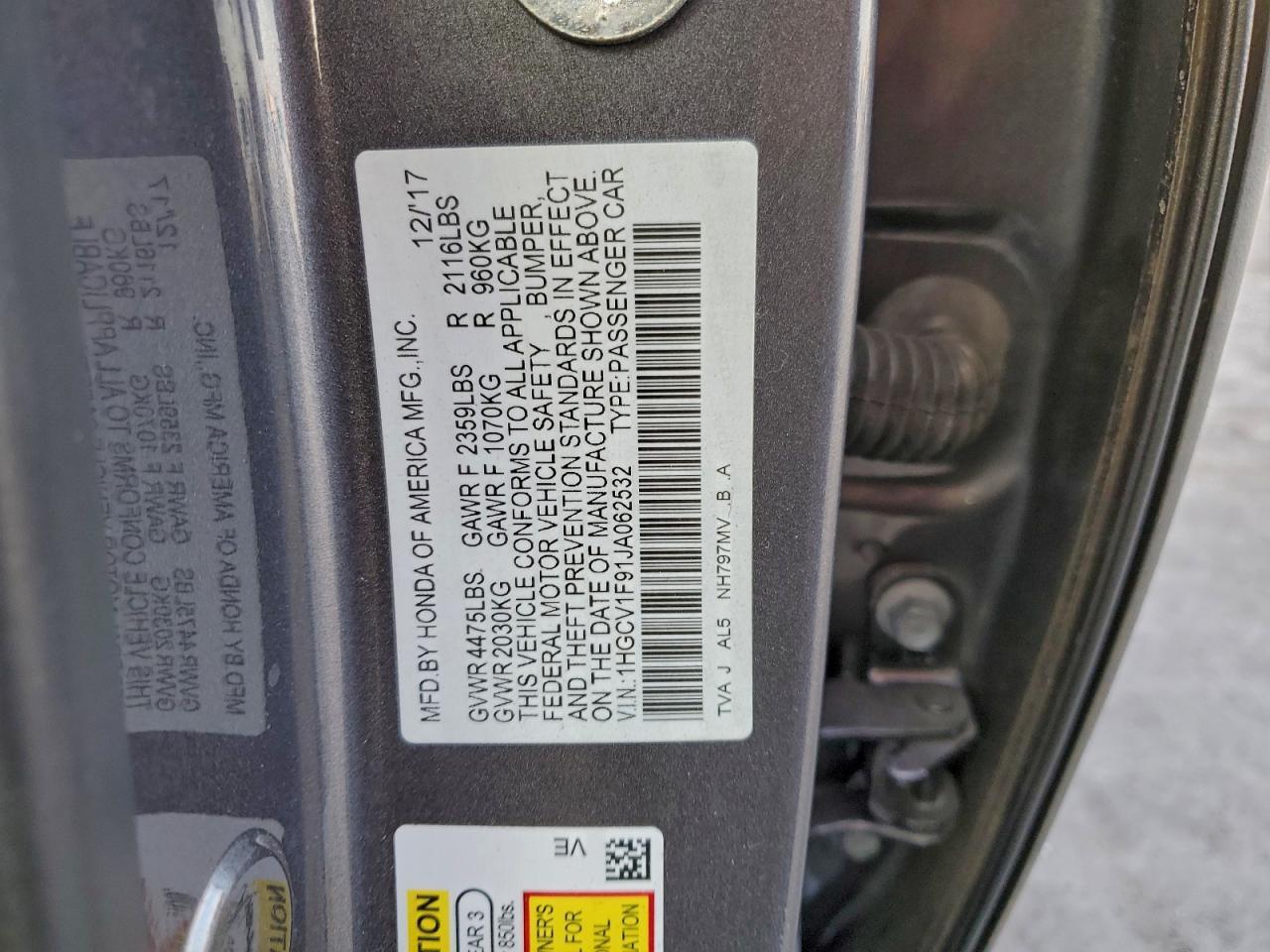 2018 HONDA ACCORD