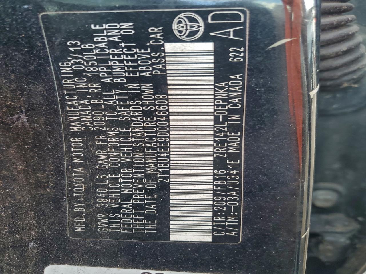 2013 TOYOTA COROLLA
