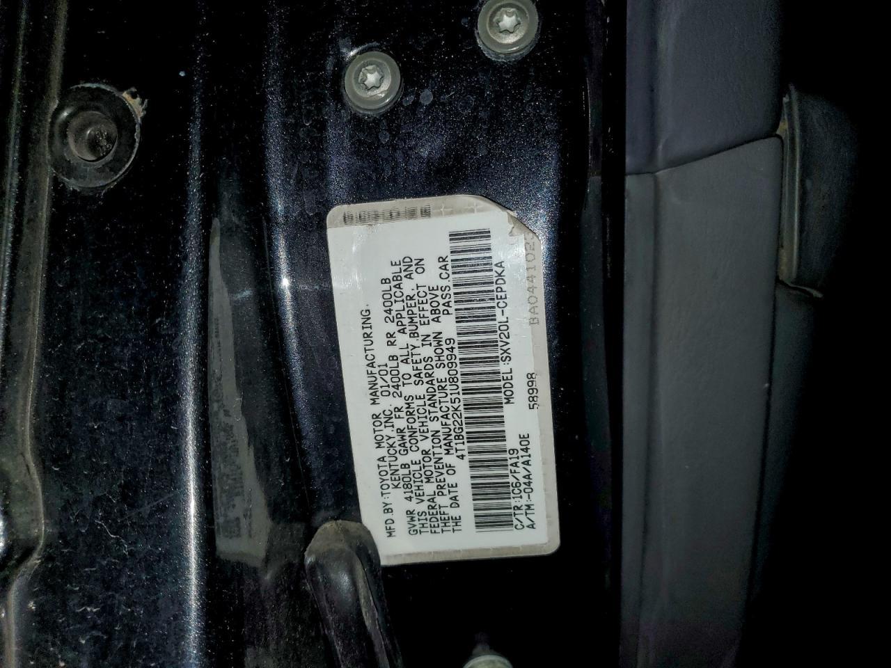 2001 TOYOTA CAMRY