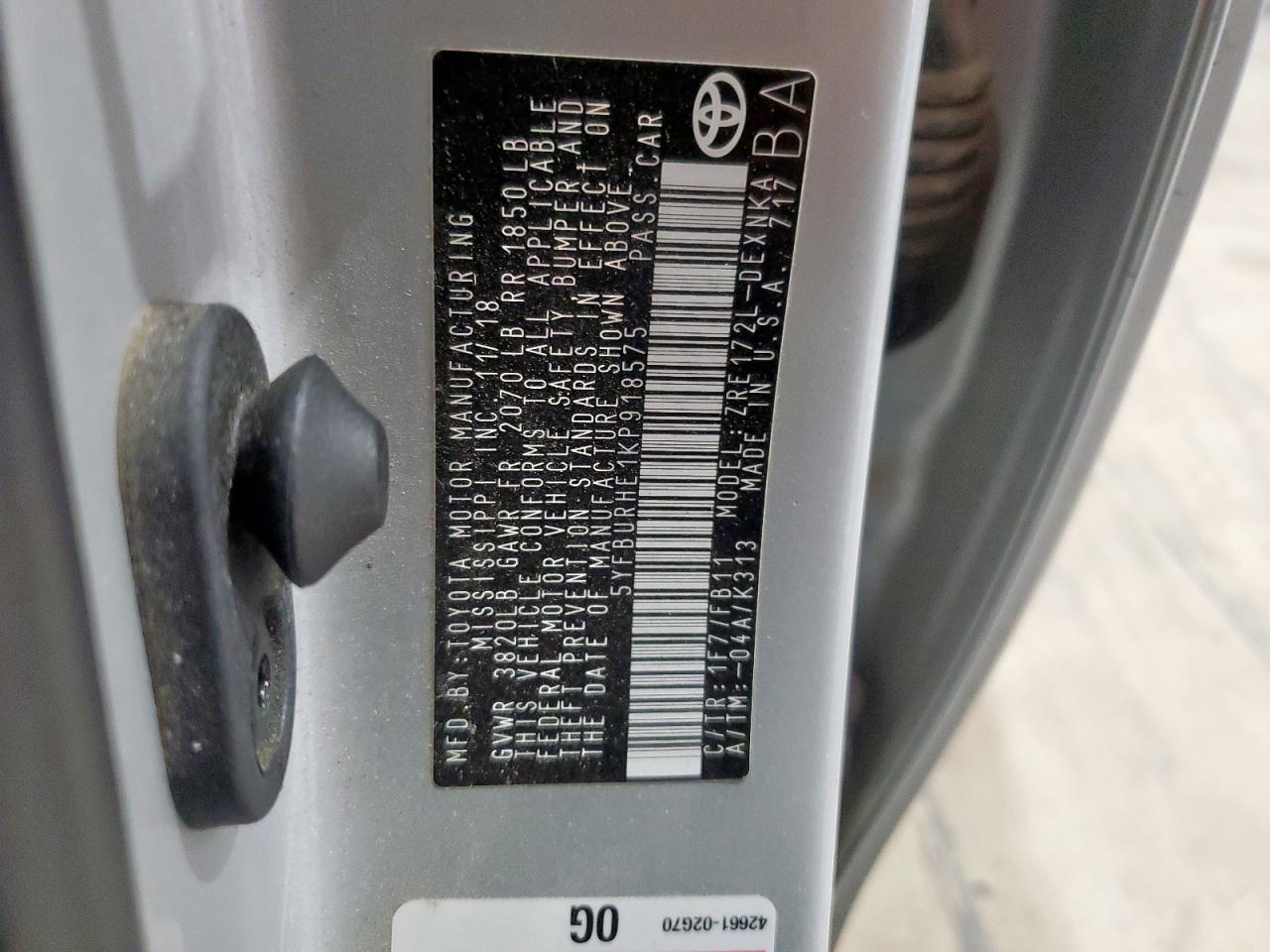 2019 TOYOTA COROLLA
