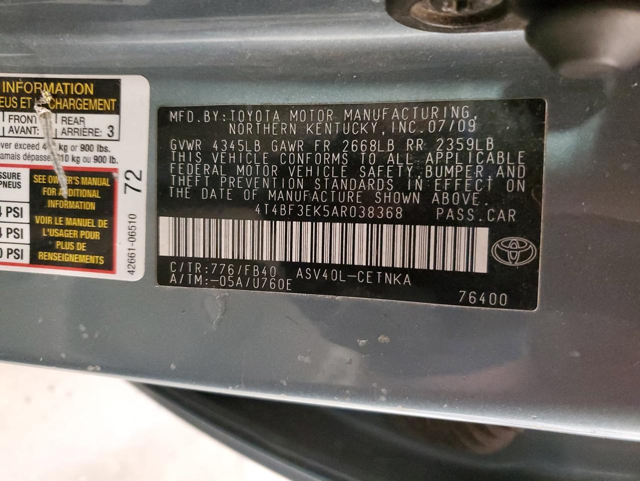 2010 TOYOTA CAMRY