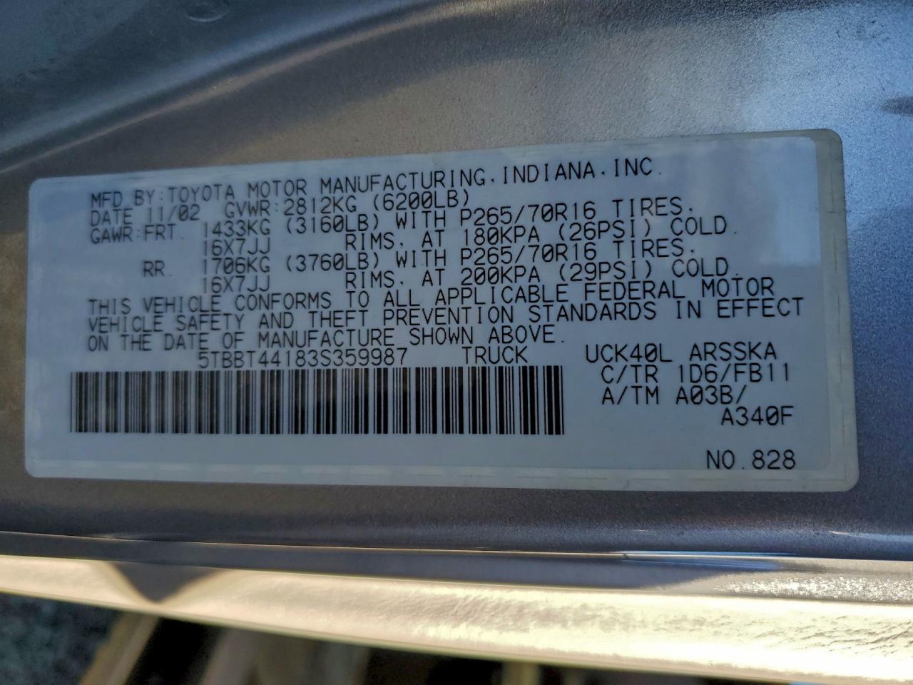 2003 TOYOTA TUNDRA