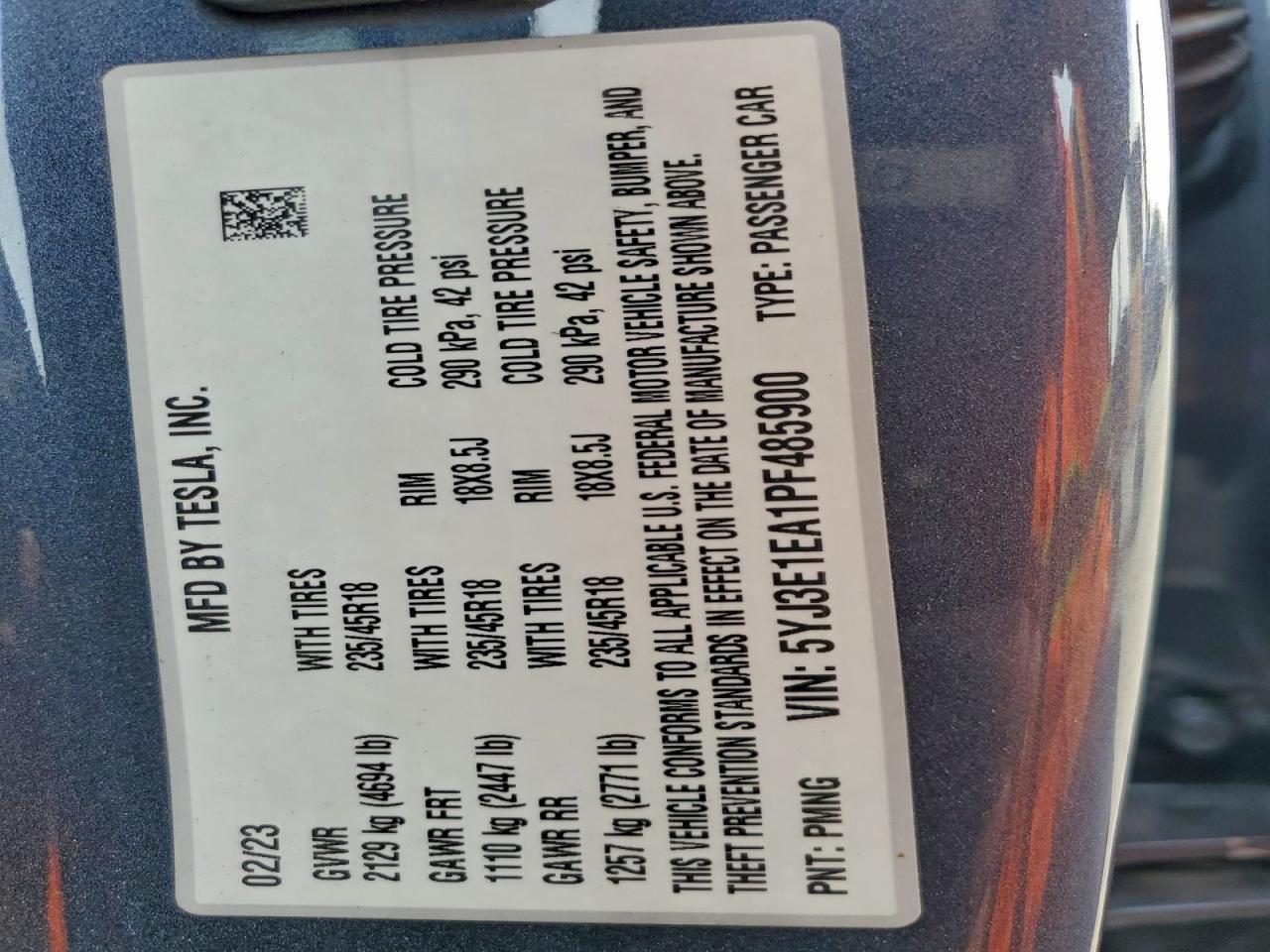 2023 TESLA MODEL 3