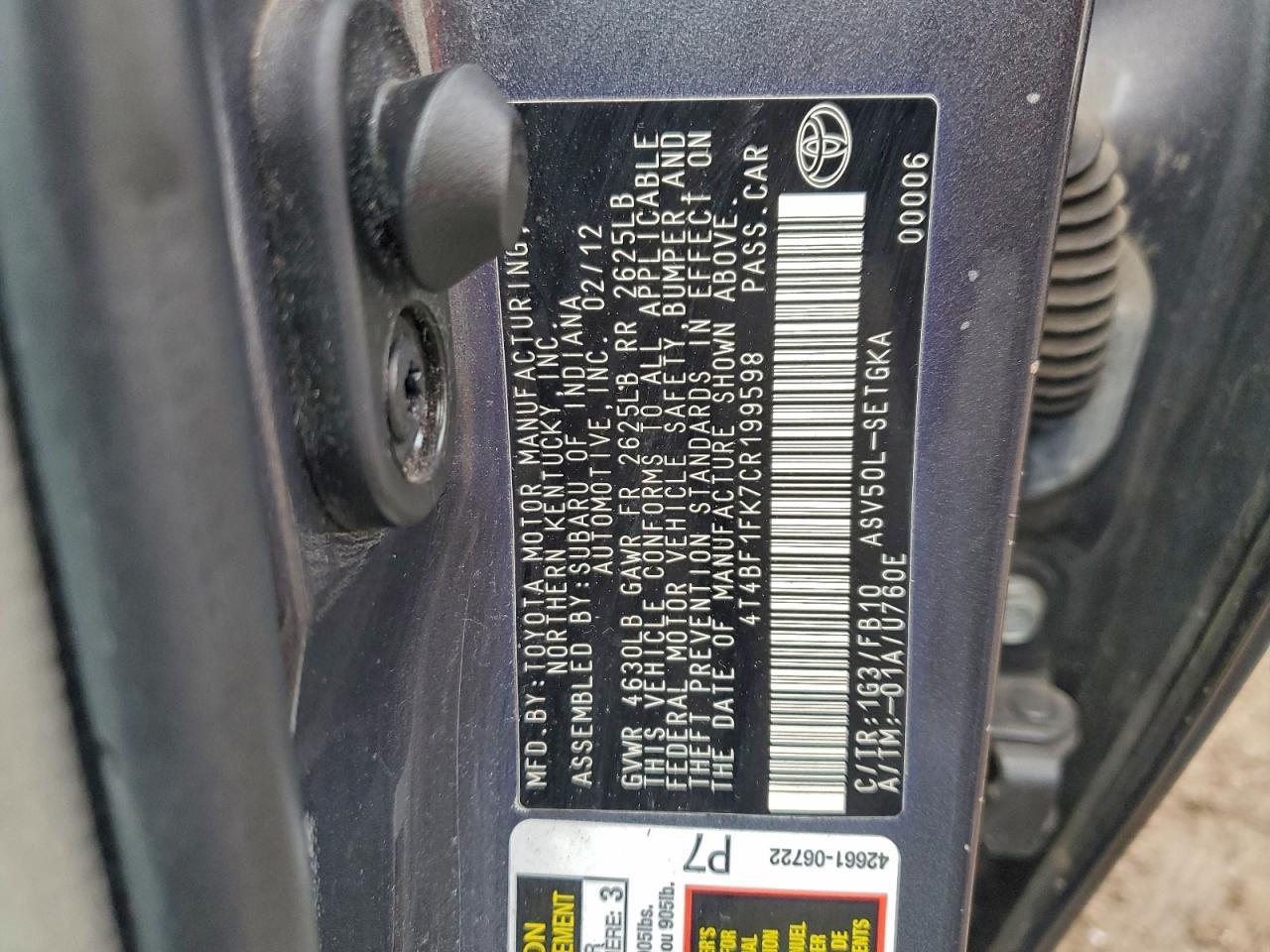 2012 TOYOTA CAMRY