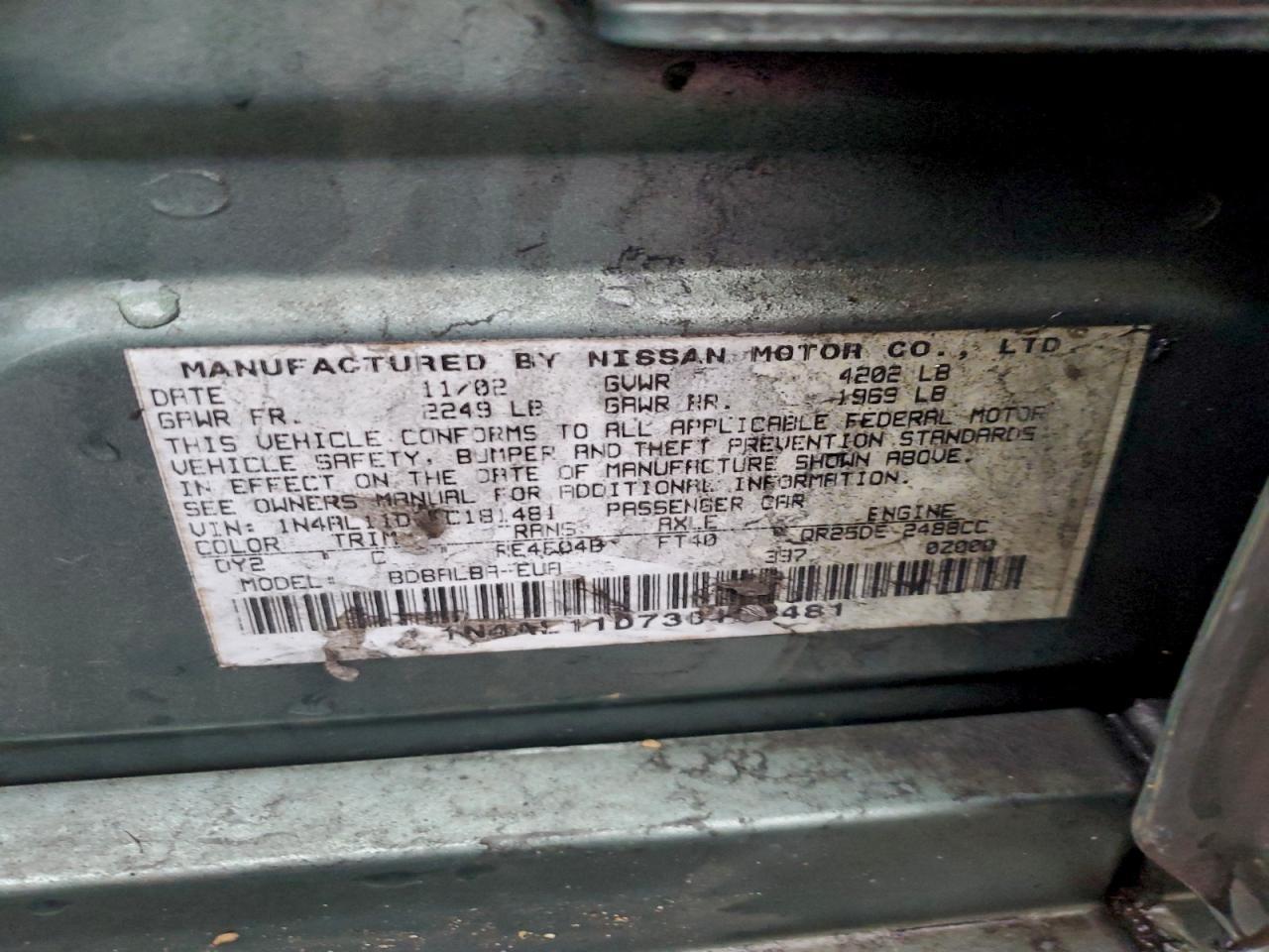 2003 NISSAN ALTIMA