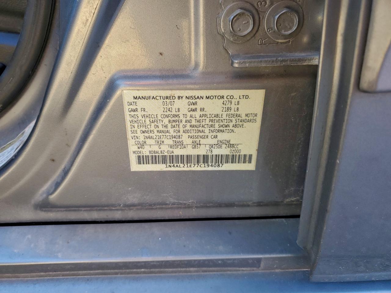 2007 NISSAN ALTIMA