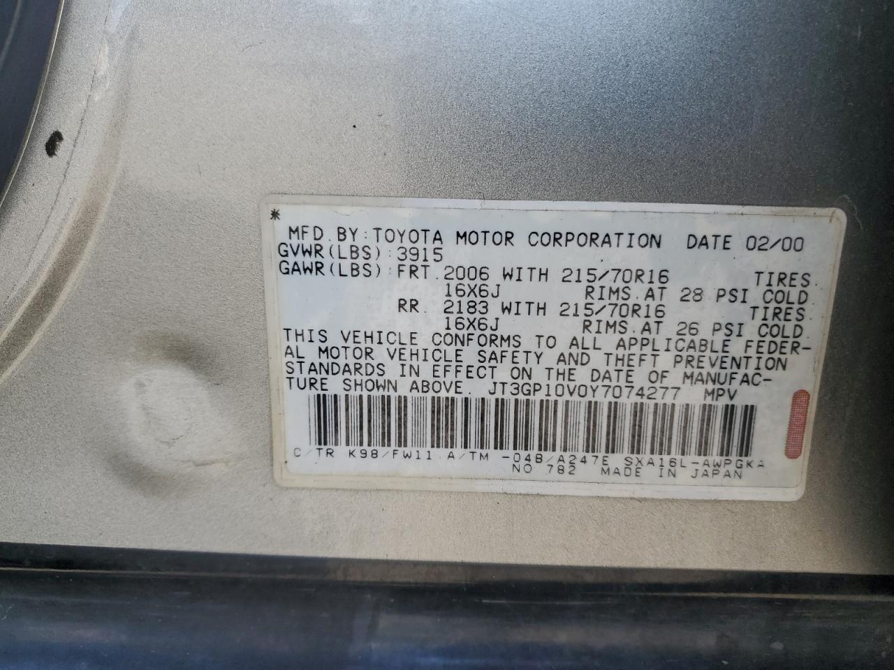 2000 TOYOTA RAV4