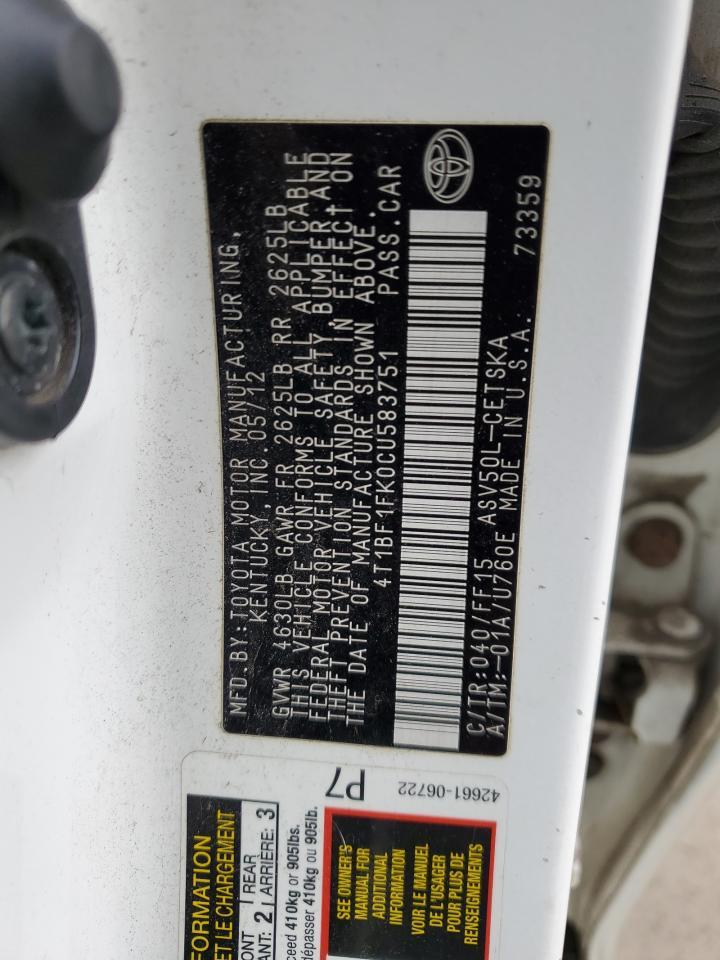 2012 TOYOTA CAMRY