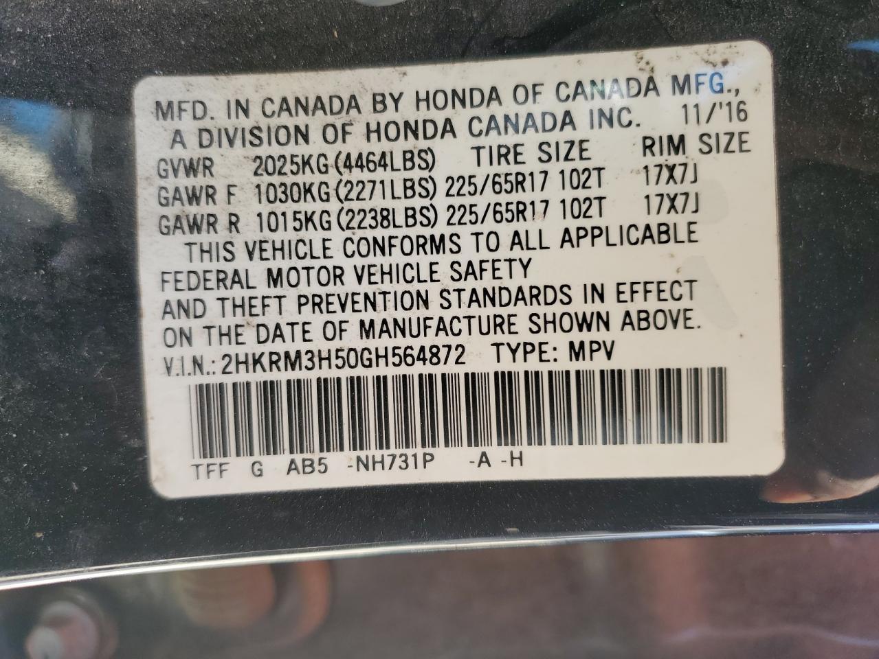 2016 HONDA CR-V
