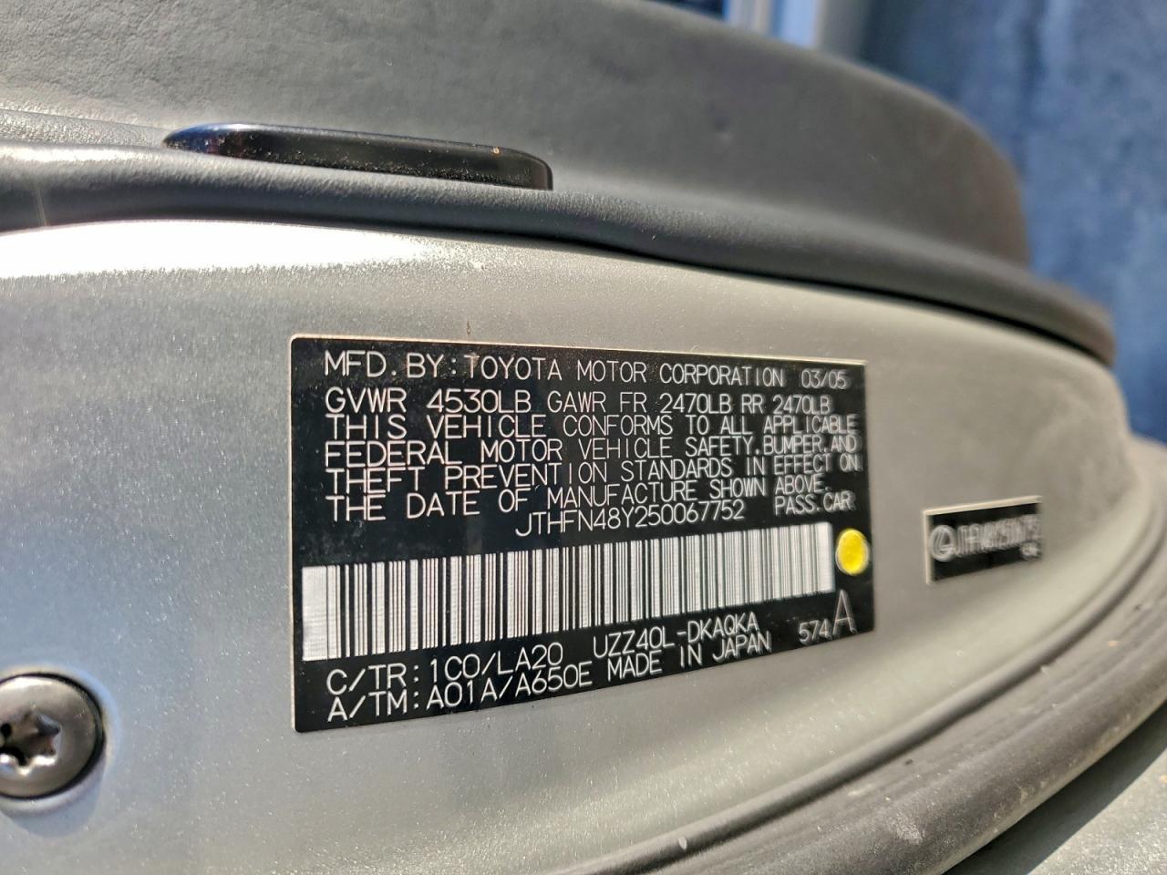 2005 LEXUS SC 430