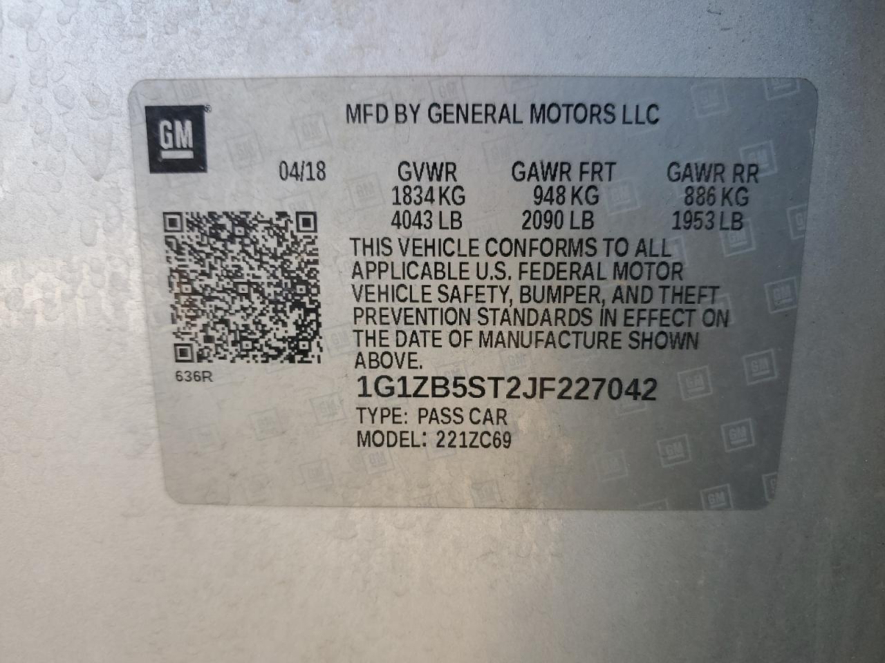 2018 CHEVROLET MALIBU