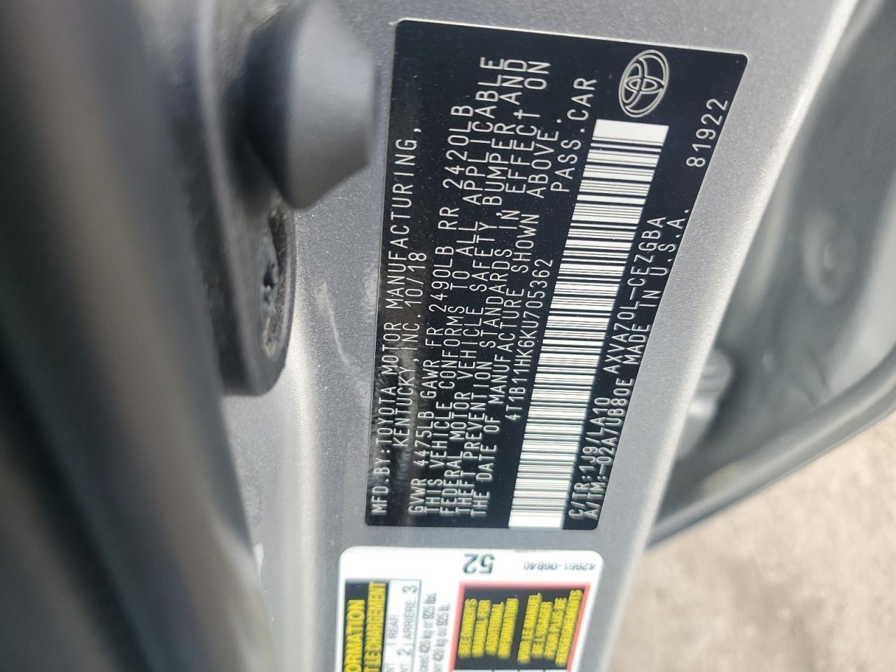 2019 TOYOTA CAMRY