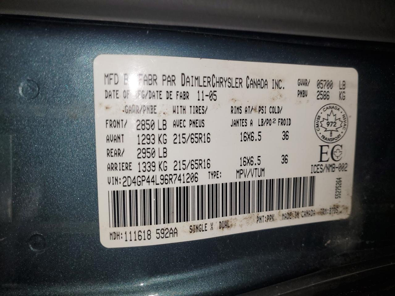 2006 DODGE GRAND CARAVAN