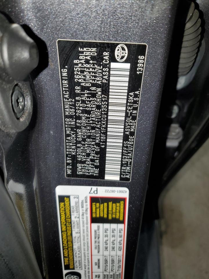 2012 TOYOTA CAMRY