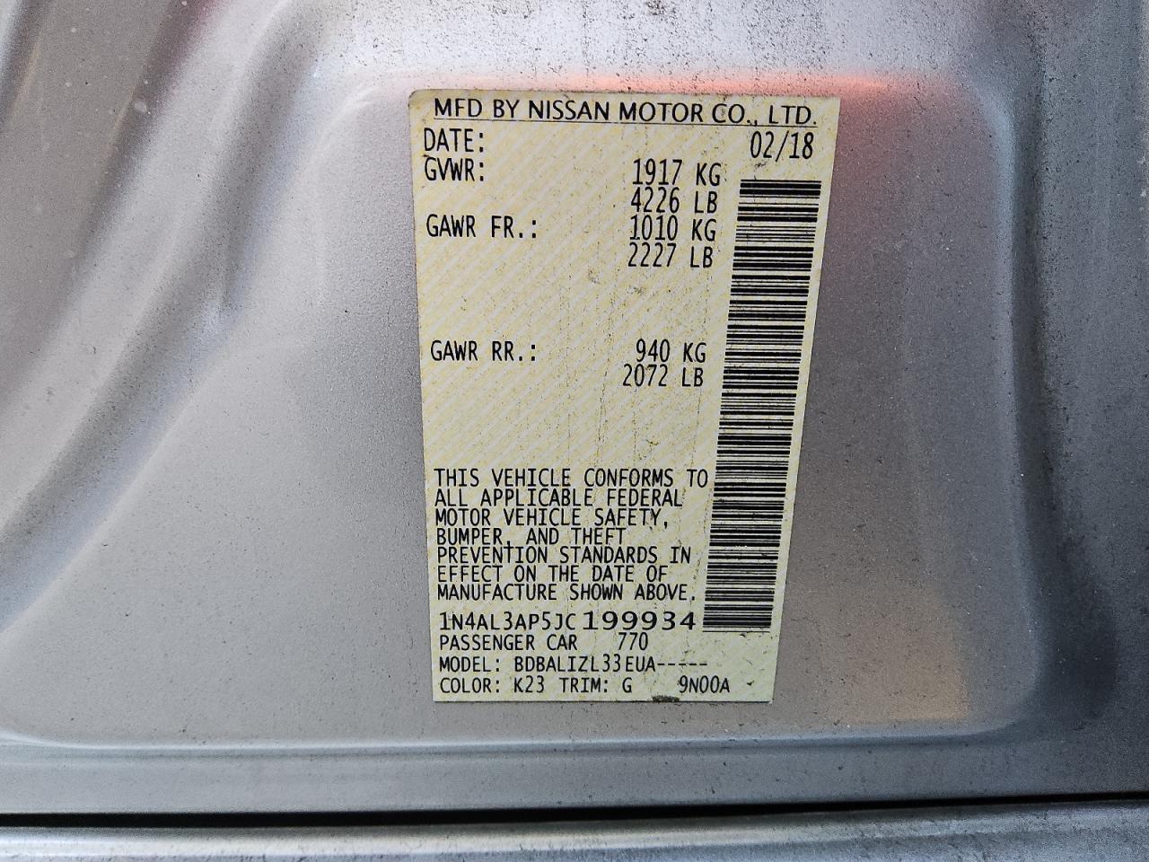 2018 NISSAN ALTIMA